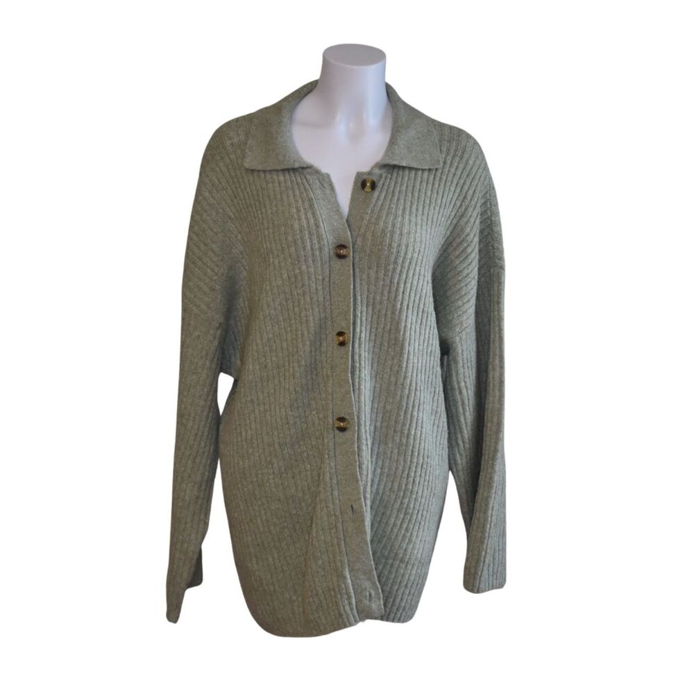 American Eagle Oversized Button Front Cardigan Green Cozy Womens Medium